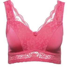 NWT Rhonda Shear Classic Lace Trim Pin-up Bra - Pink 87564